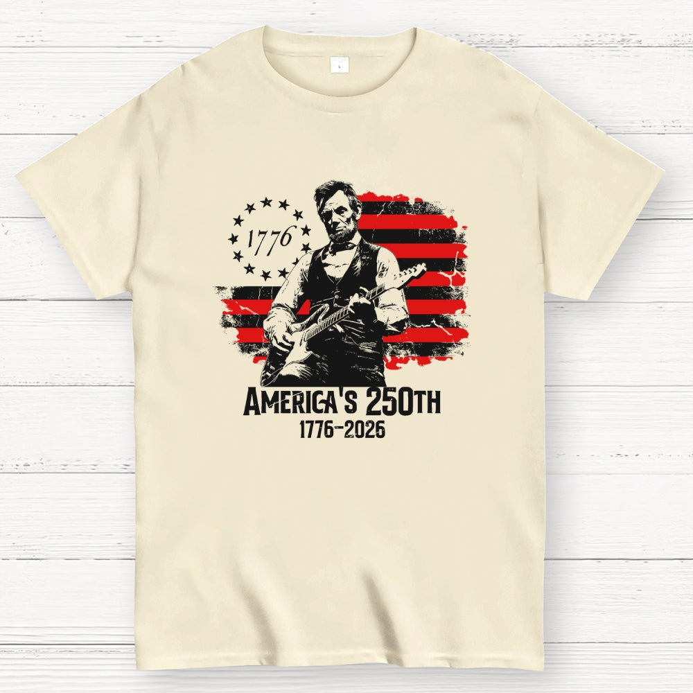 Lincoln Rocks – USA 250 Years Since July 4, 1776  T-Shirt