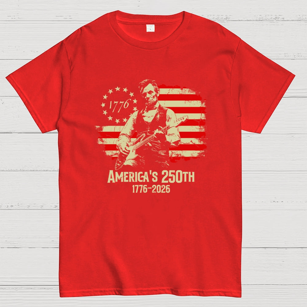 Lincoln Rocks – USA 250 Years Since July 4, 1776  T-Shirt