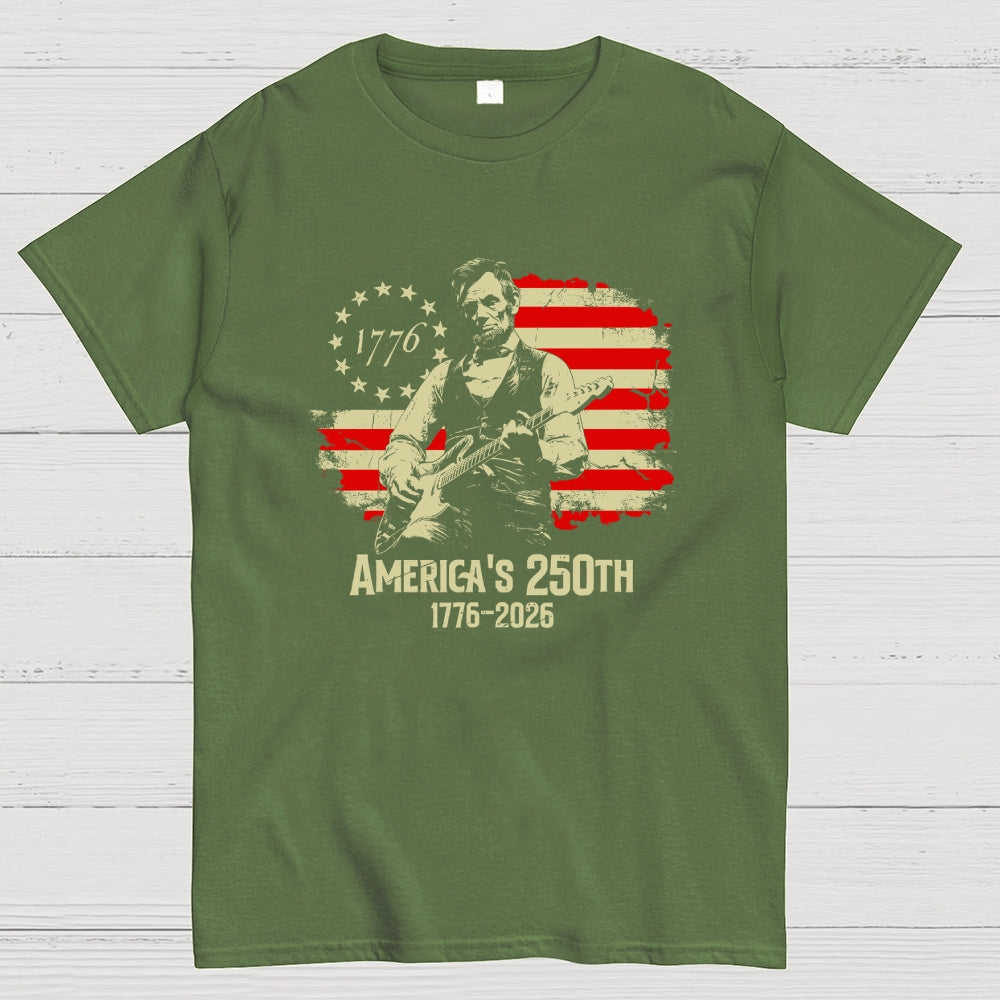 Lincoln Rocks – USA 250 Years Since July 4, 1776  T-Shirt