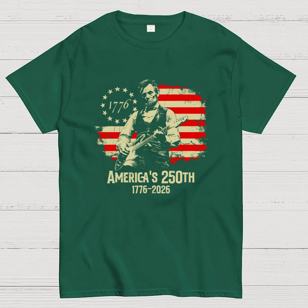 Lincoln Rocks – USA 250 Years Since July 4, 1776  T-Shirt
