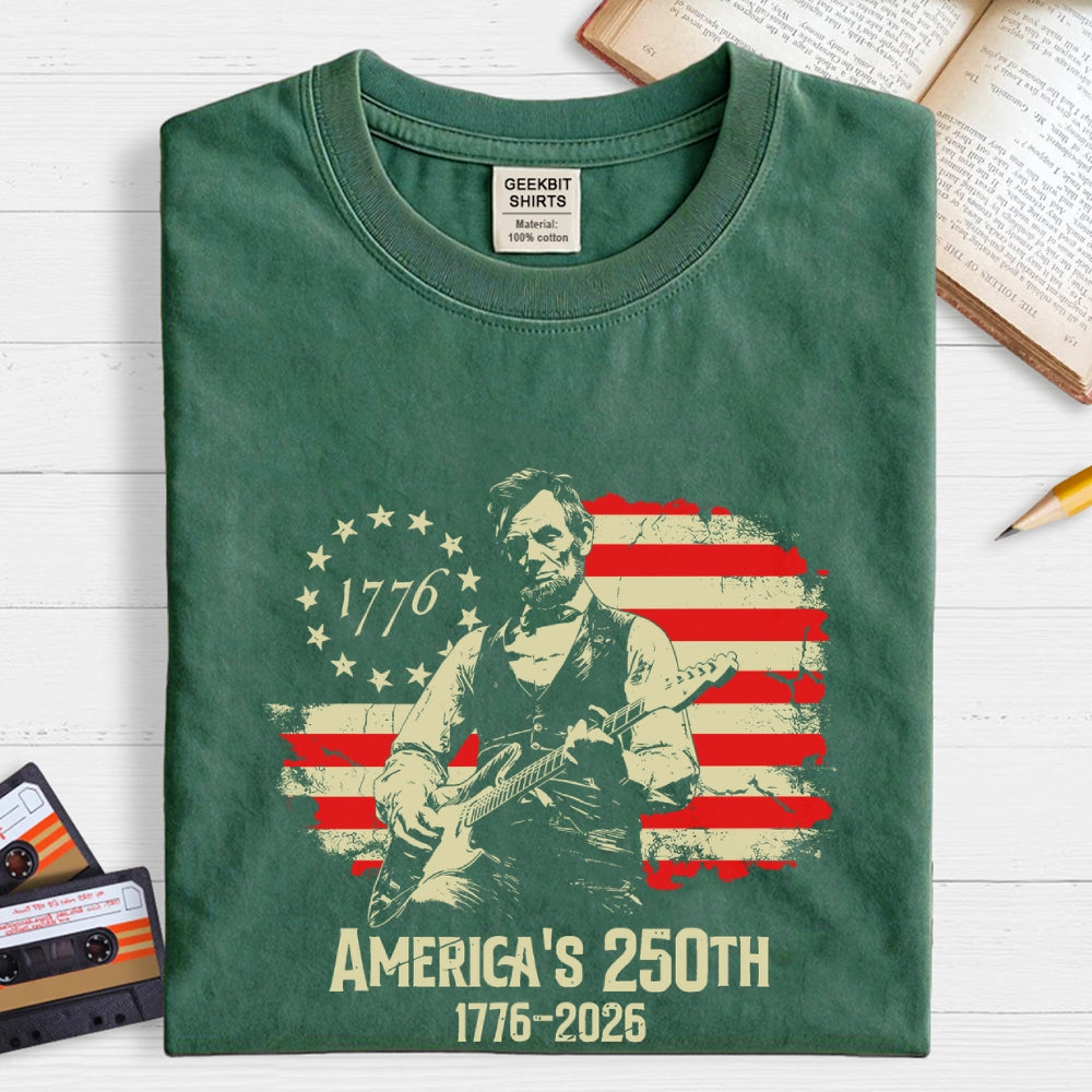 Lincoln Rocks – USA 250 Years Since July 4, 1776  T-Shirt