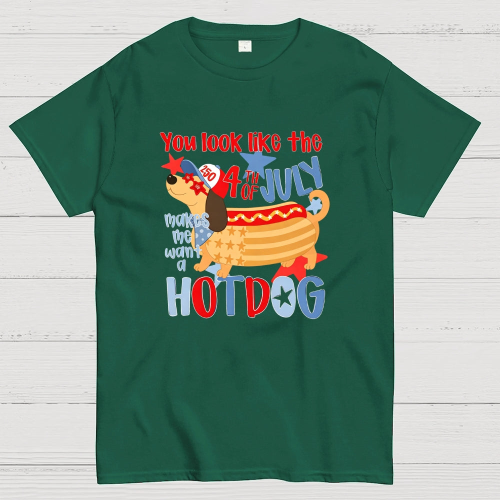Funny 4th of July Hotdog Dog  T-Shirt