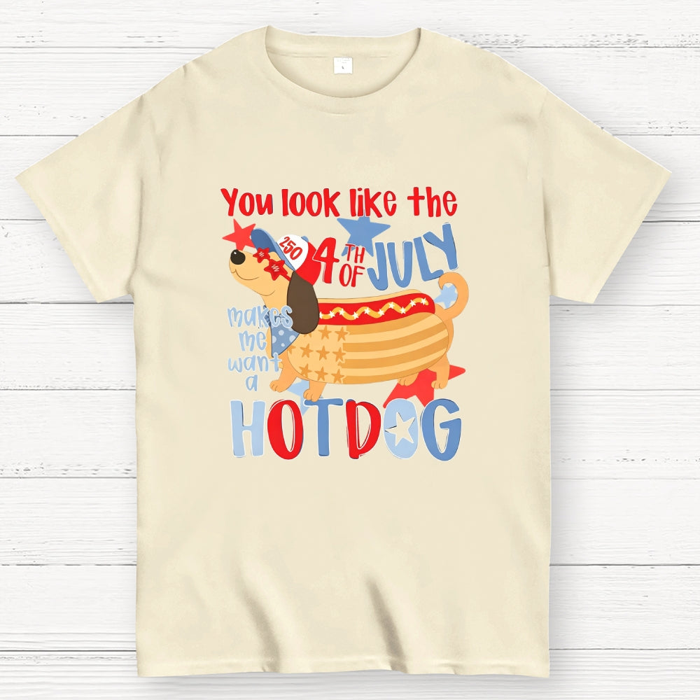 Funny 4th of July Hotdog Dog  T-Shirt