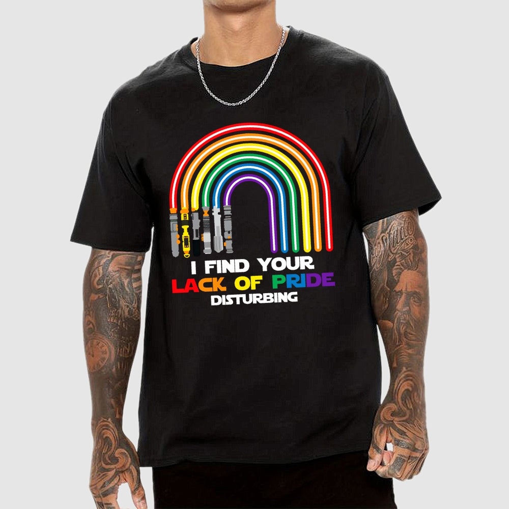 I find your lack of pride disturbing light saber rainbow  T-Shirt