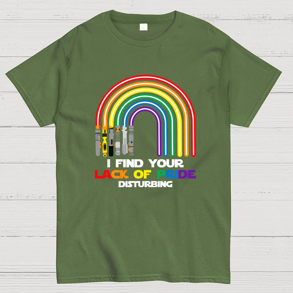 I find your lack of pride disturbing light saber rainbow  T-Shirt