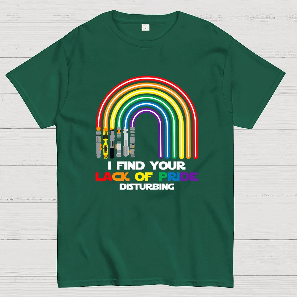 I find your lack of pride disturbing light saber rainbow  T-Shirt