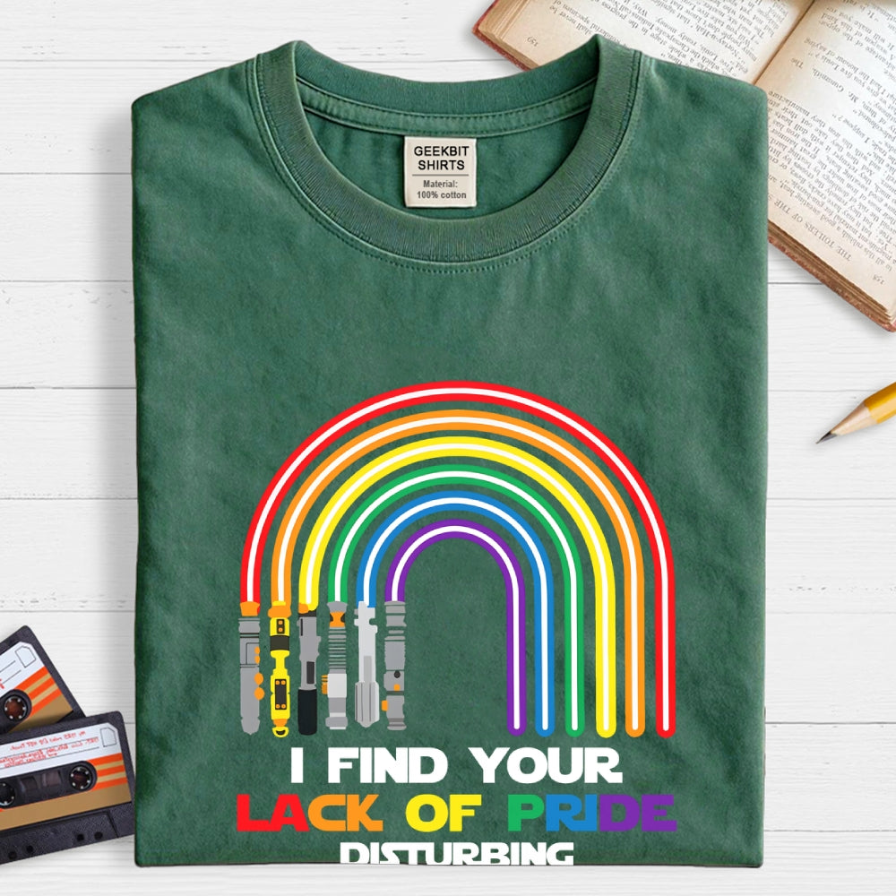 I find your lack of pride disturbing light saber rainbow  T-Shirt