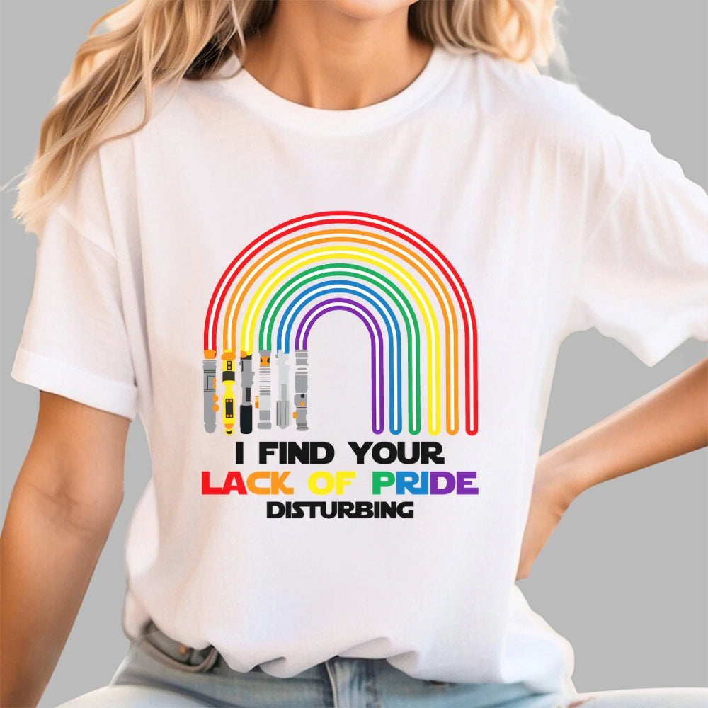 I find your lack of pride disturbing light saber rainbow  T-Shirt