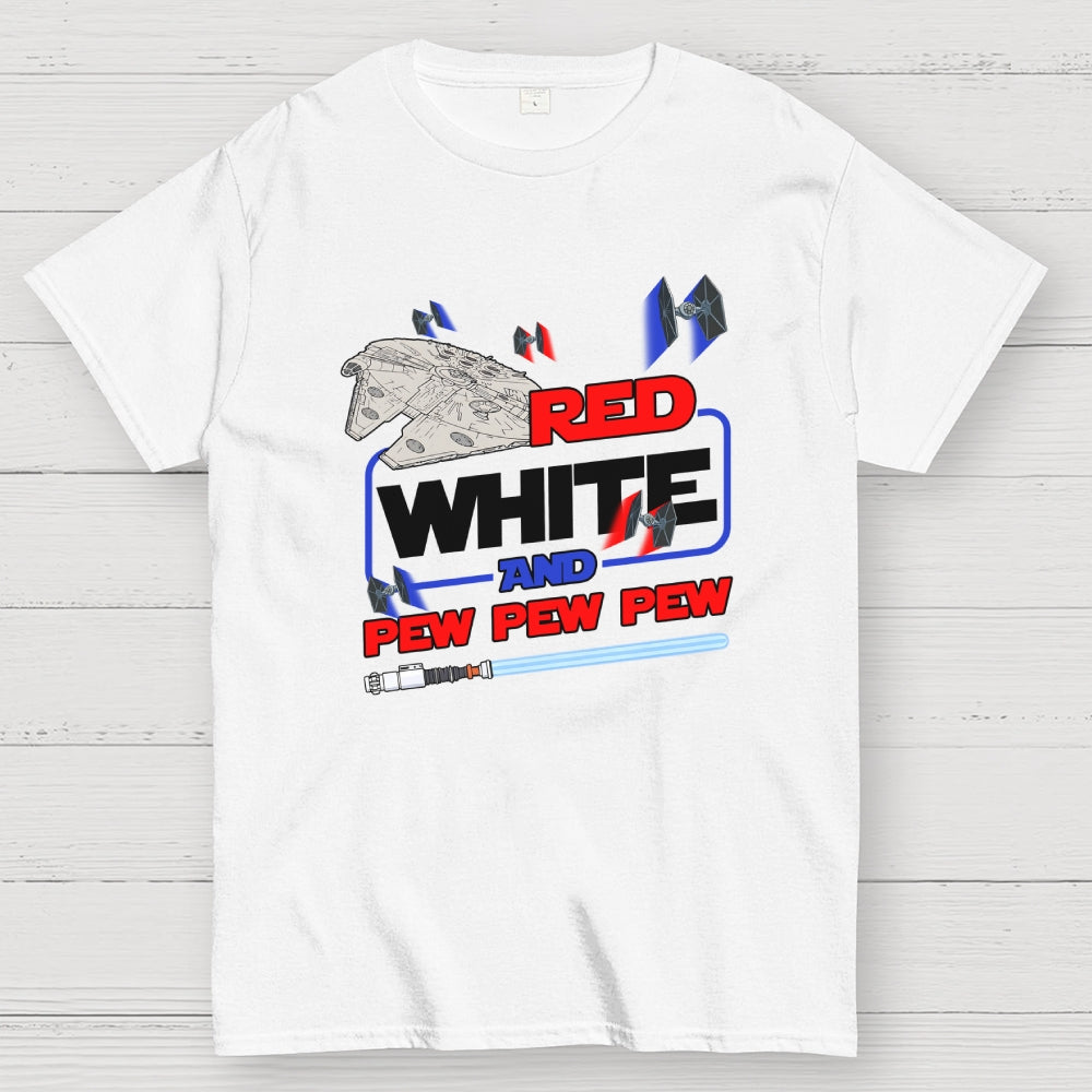 Star Red White and Pew Pew 4th of July  T-Shirt