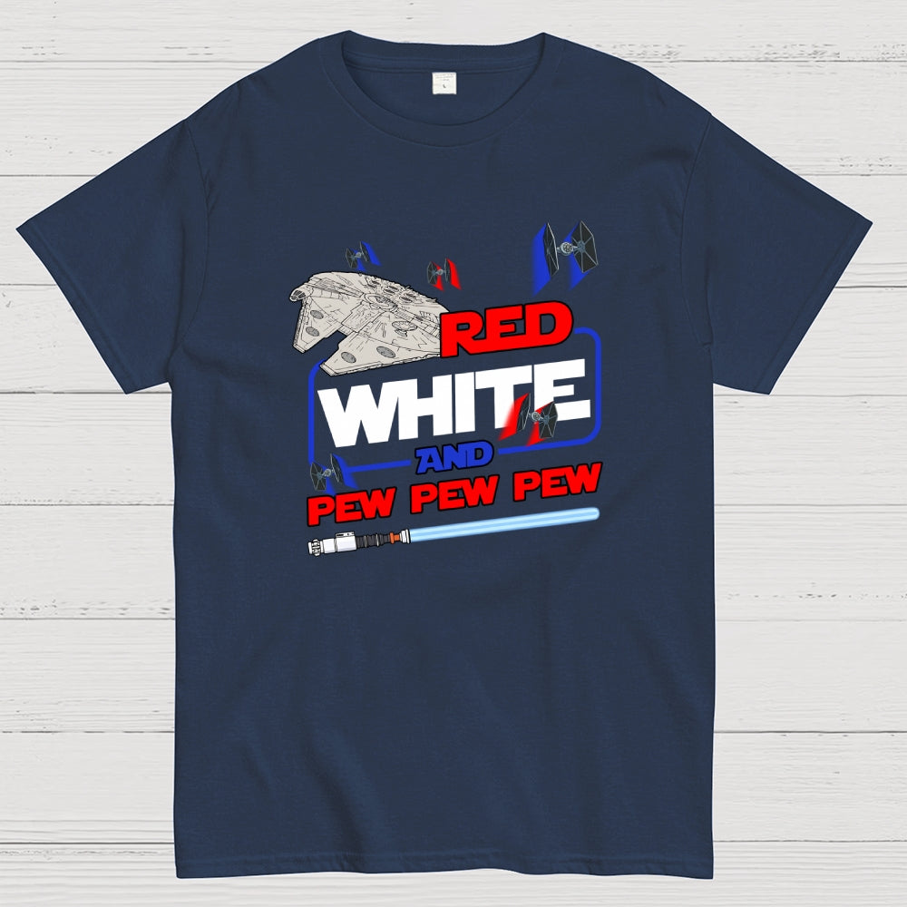 Star Red White and Pew Pew 4th of July  T-Shirt