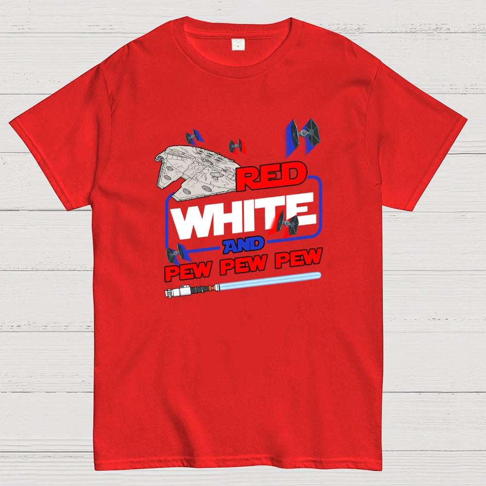 Star Red White and Pew Pew 4th of July  T-Shirt