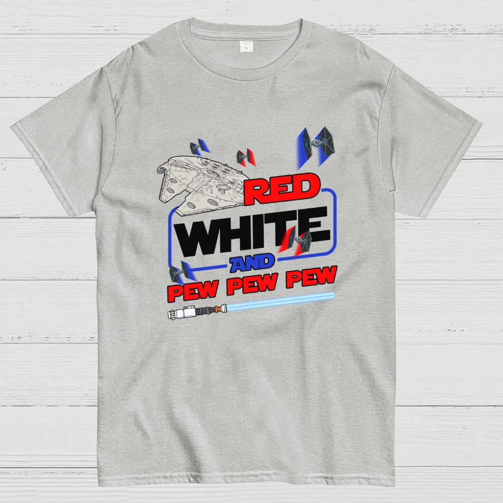 Star Red White and Pew Pew 4th of July  T-Shirt