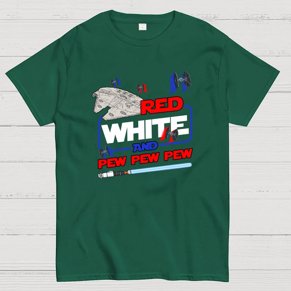 Star Red White and Pew Pew 4th of July  T-Shirt