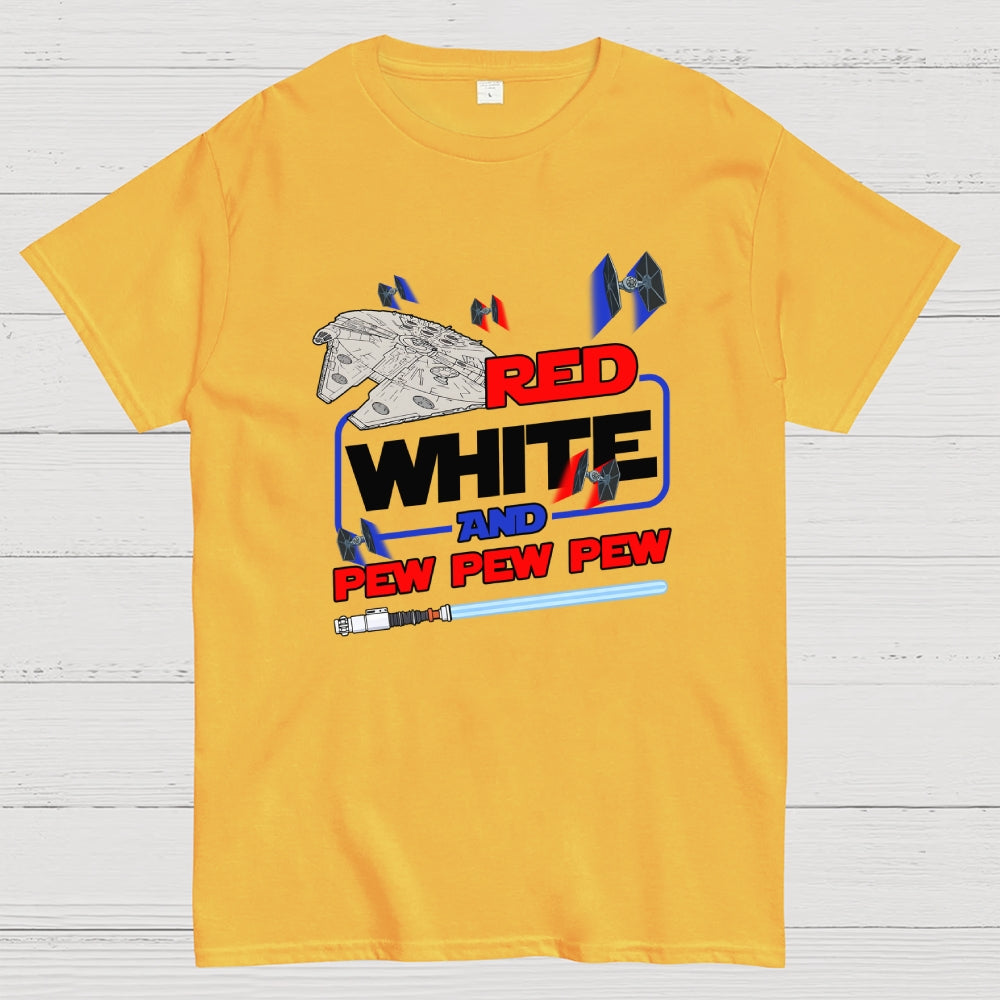 Star Red White and Pew Pew 4th of July  T-Shirt