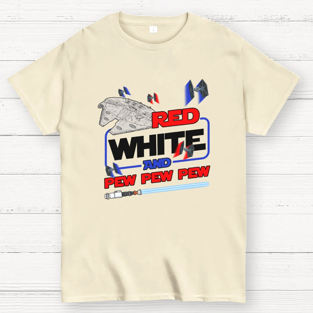 Star Red White and Pew Pew 4th of July  T-Shirt
