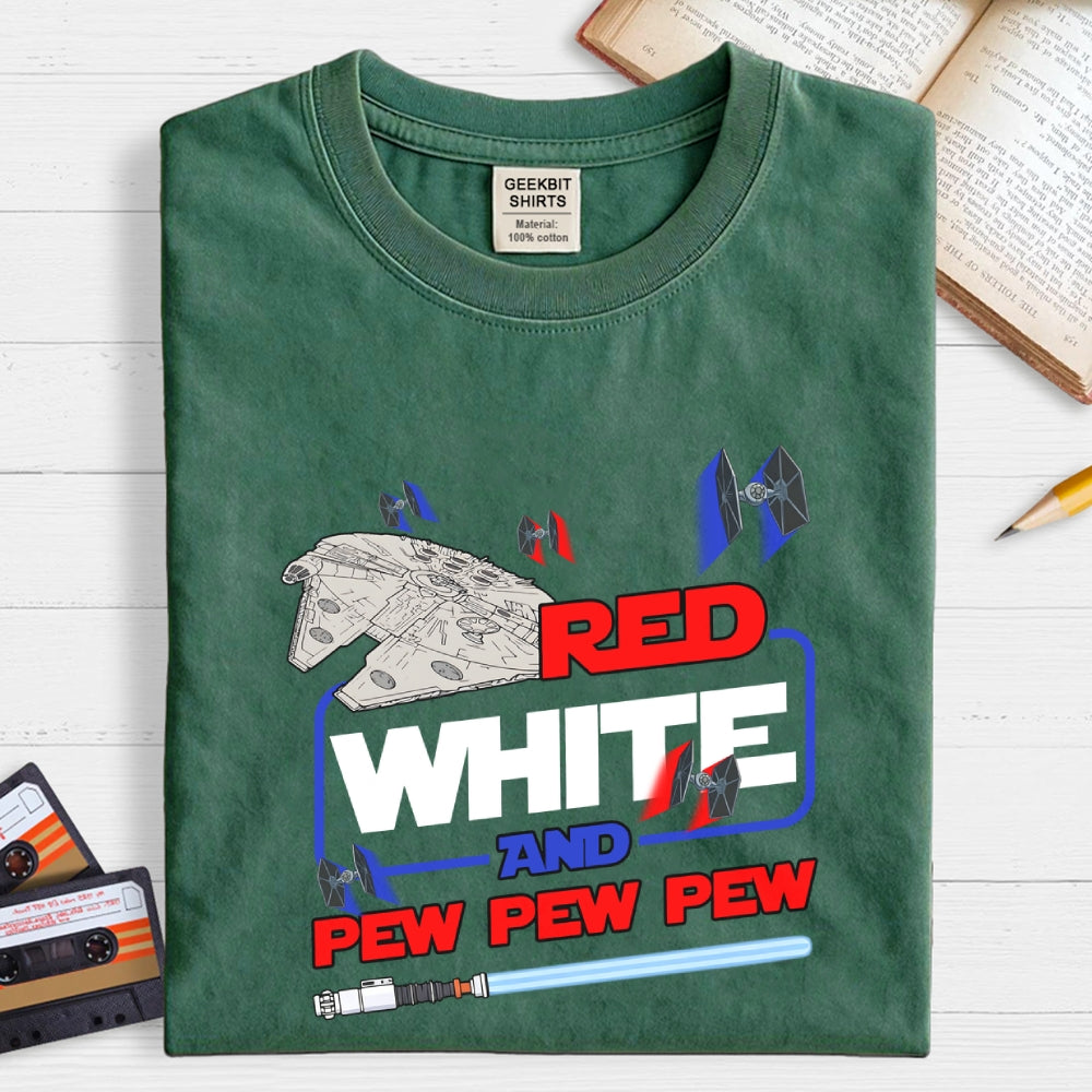 Star Red White and Pew Pew 4th of July  T-Shirt