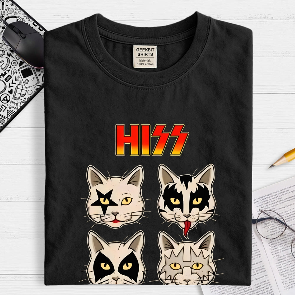HISS – Vintage Funny Rock Cat  T-Shirt