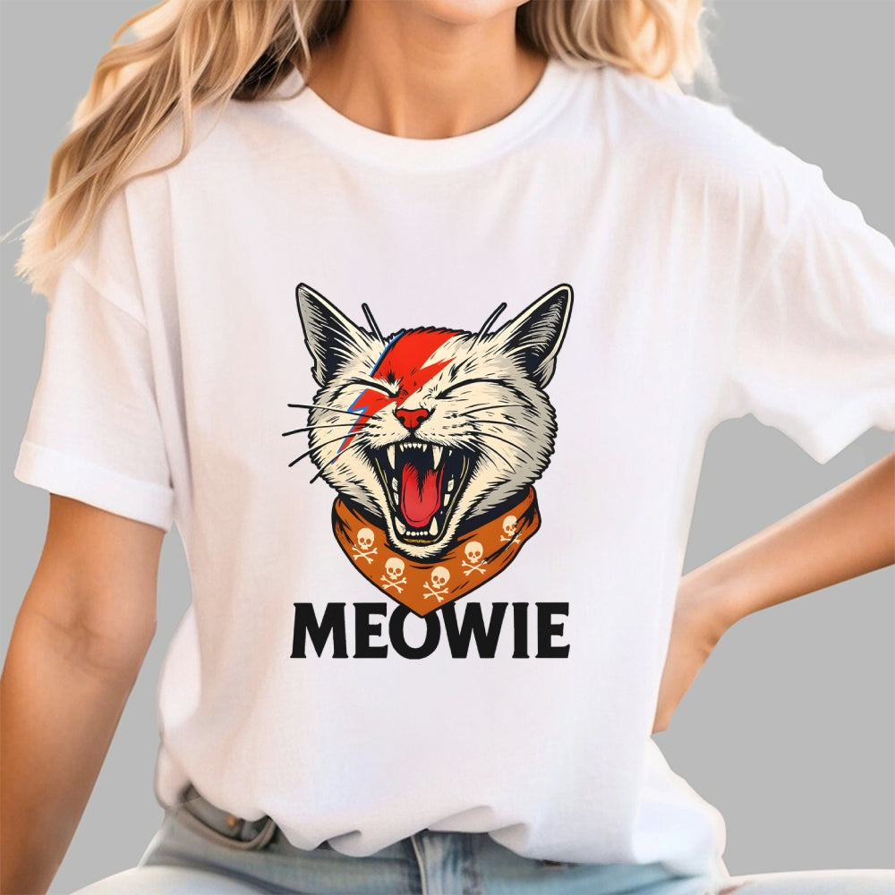 David Meowie Lightning  T-Shirt