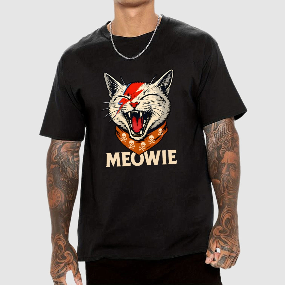David Meowie Lightning  T-Shirt