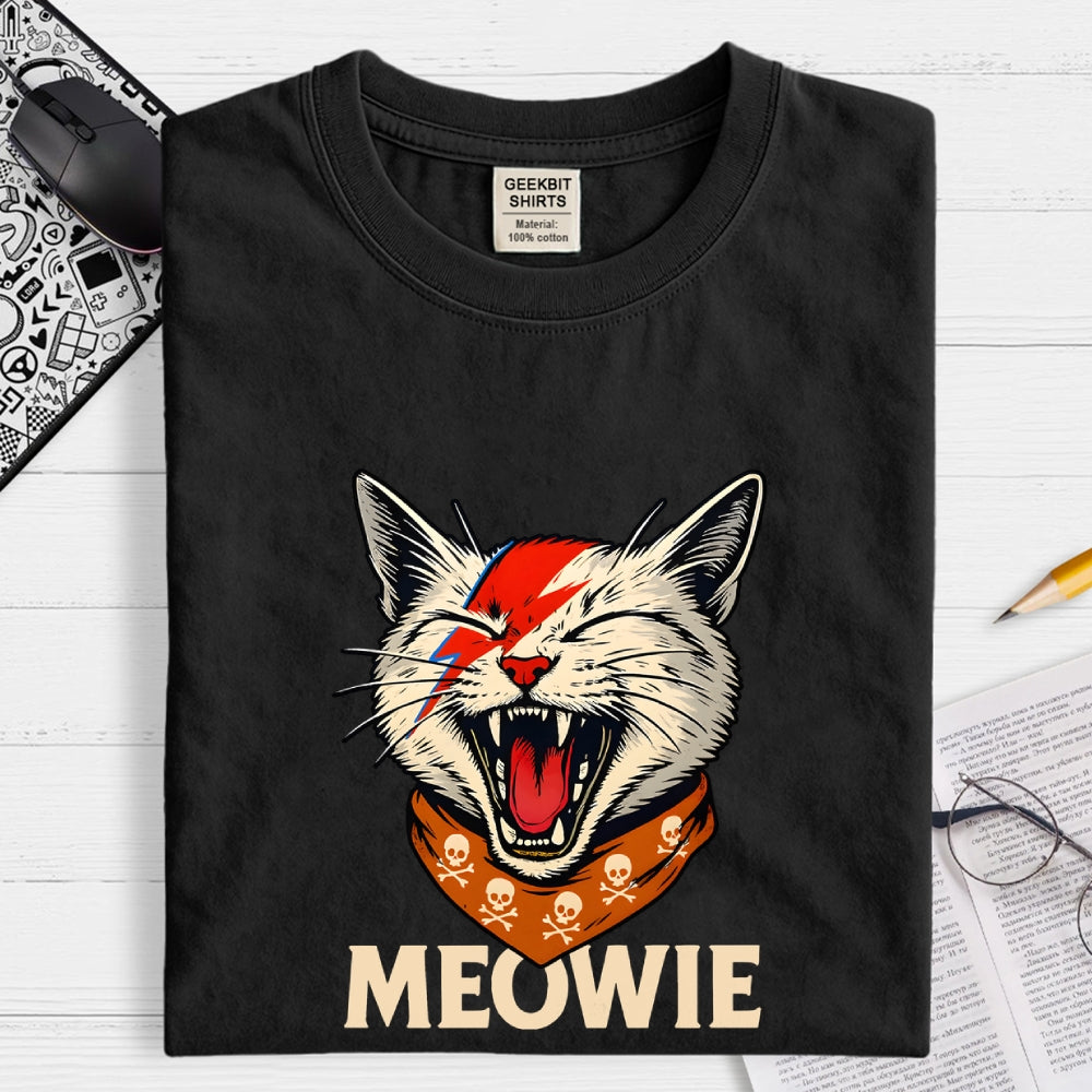 David Meowie Lightning  T-Shirt