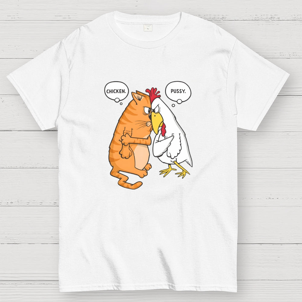 Funny Cat and Chicken Insult Wordplay  T-Shirt