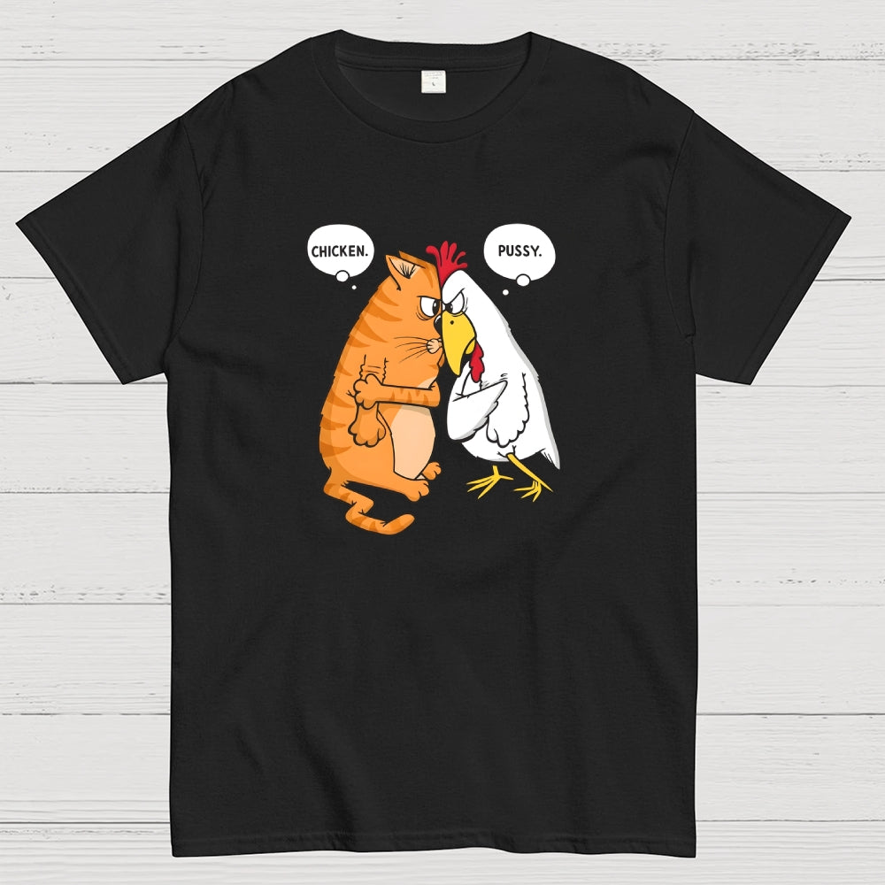 Funny Cat and Chicken Insult Wordplay  T-Shirt