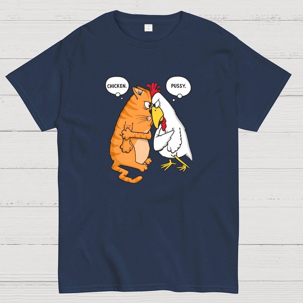Funny Cat and Chicken Insult Wordplay  T-Shirt