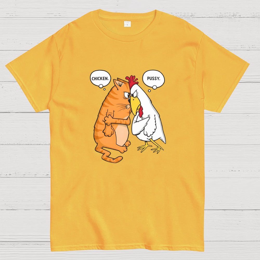Funny Cat and Chicken Insult Wordplay  T-Shirt