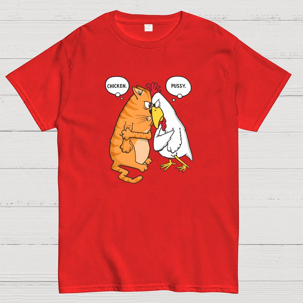 Funny Cat and Chicken Insult Wordplay  T-Shirt