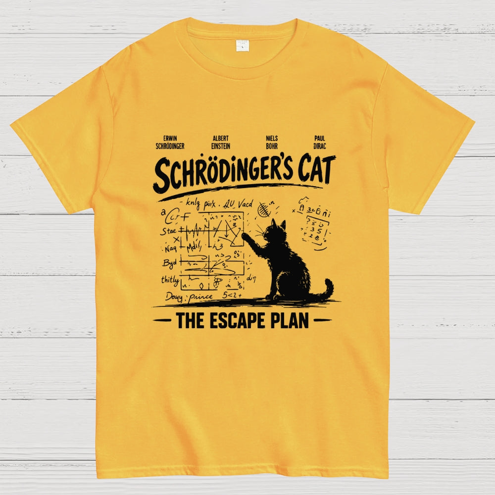 Schrodinger's Cat Escape Plan Interesting Physics Science  T-Shirt