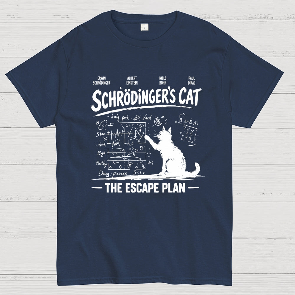 Schrodinger's Cat Escape Plan Interesting Physics Science  T-Shirt