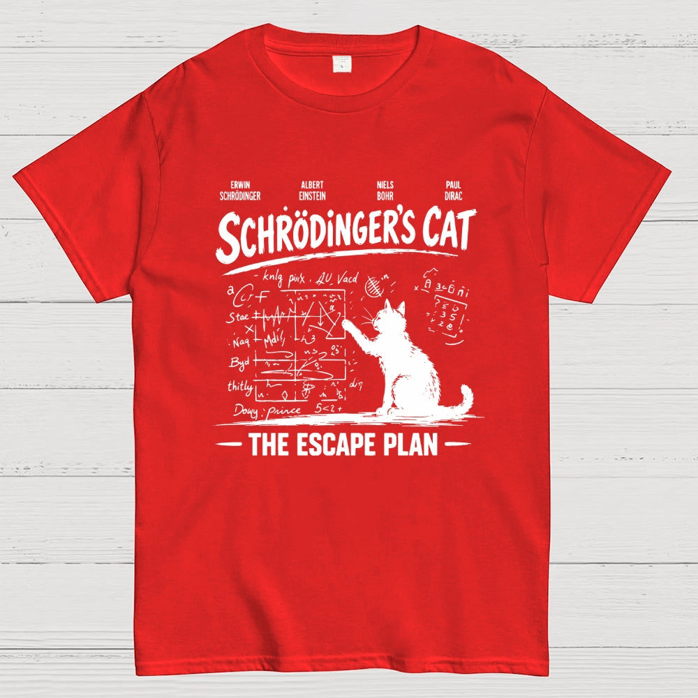 Schrodinger's Cat Escape Plan Interesting Physics Science  T-Shirt