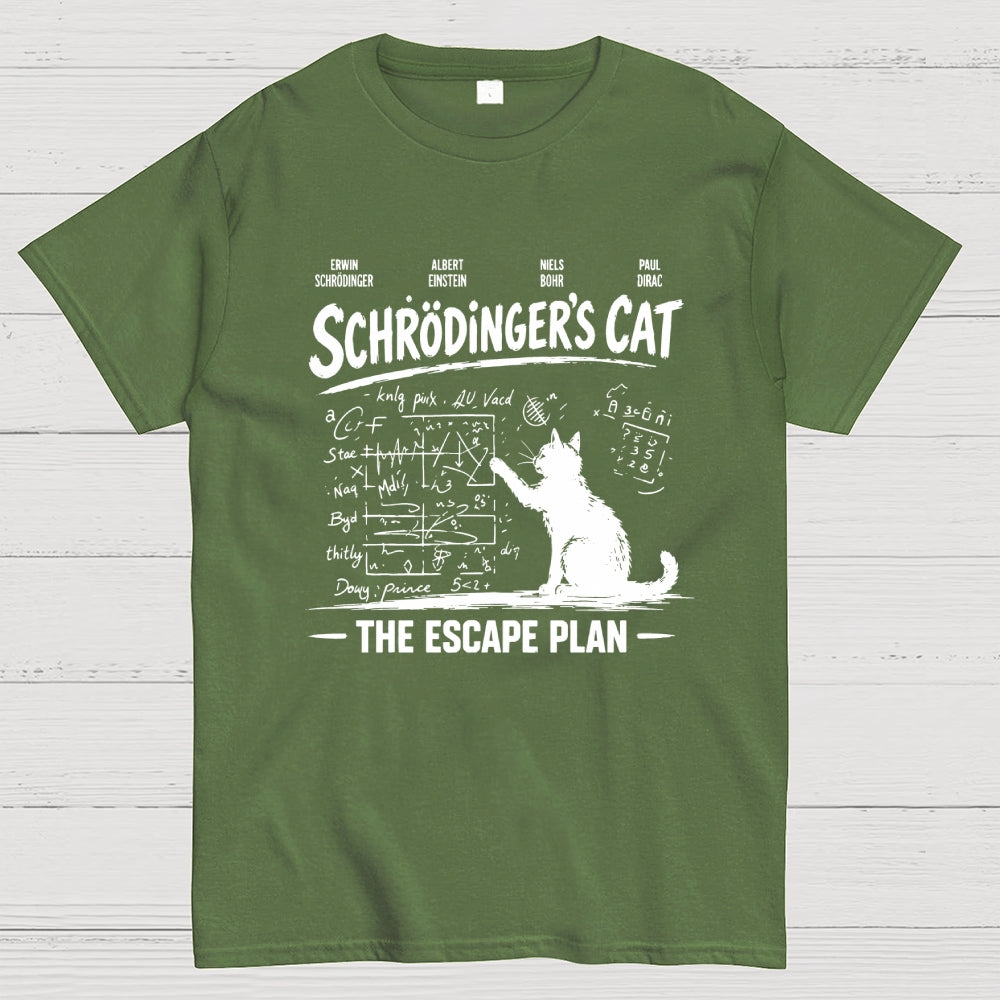 Schrodinger's Cat Escape Plan Interesting Physics Science  T-Shirt