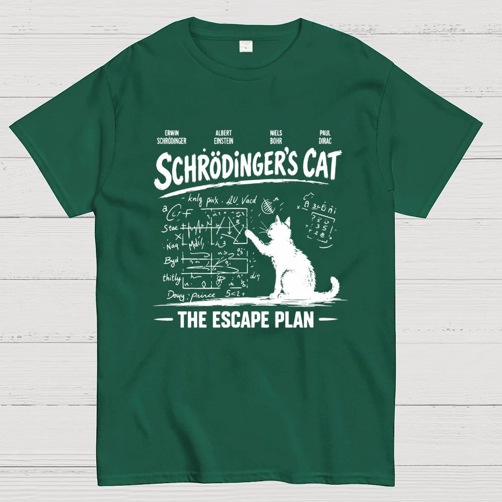 Schrodinger's Cat Escape Plan Interesting Physics Science  T-Shirt
