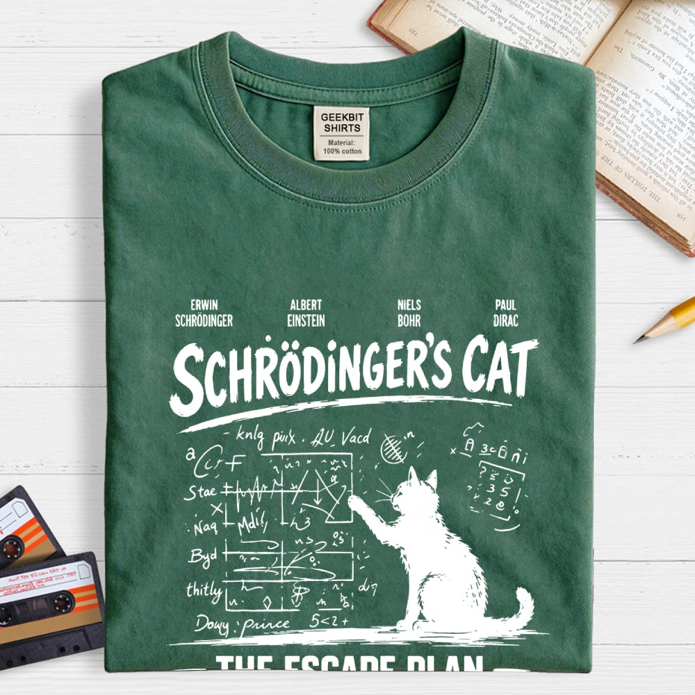 Schrodinger's Cat Escape Plan Interesting Physics Science  T-Shirt