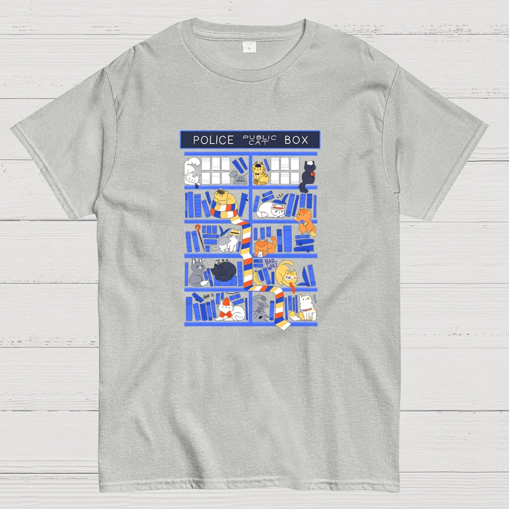 Police Box Library Cats-dr who  T-Shirt