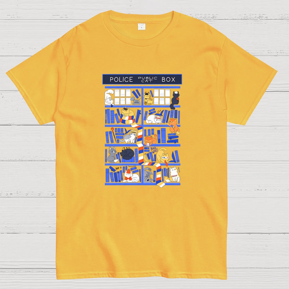 Police Box Library Cats-dr who  T-Shirt
