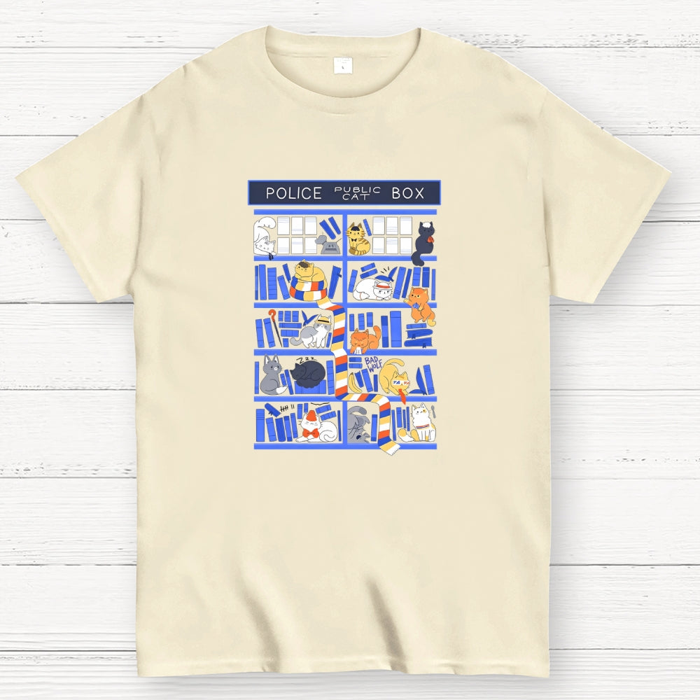 Police Box Library Cats-dr who  T-Shirt