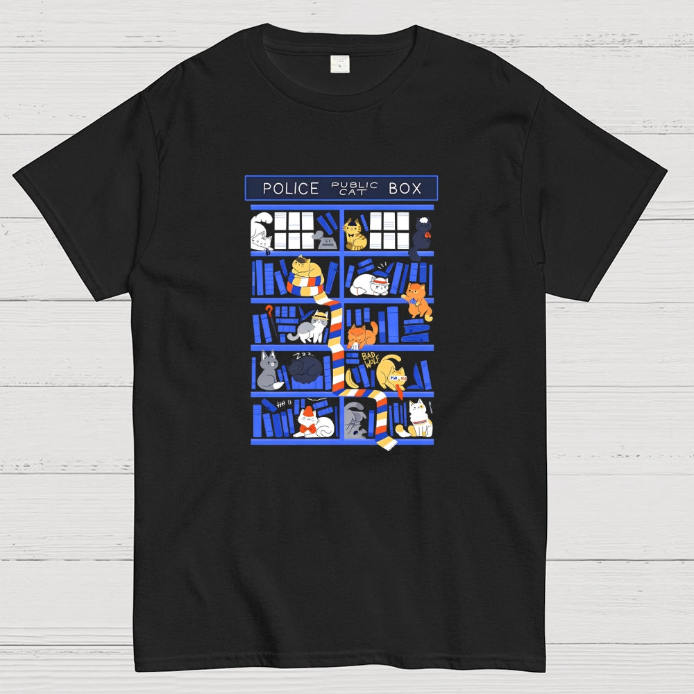 Police Box Library Cats-dr who  T-Shirt