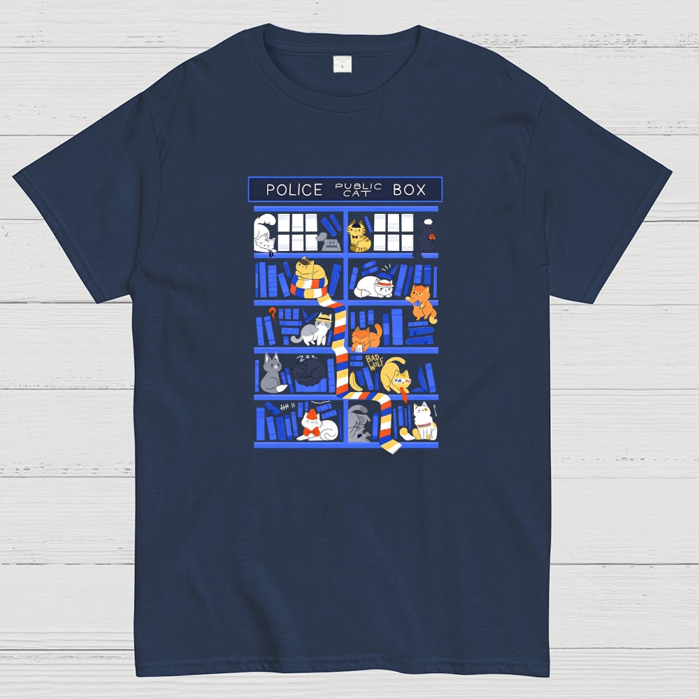 Police Box Library Cats-dr who  T-Shirt