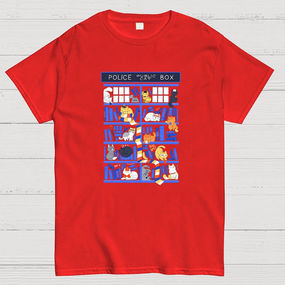 Police Box Library Cats-dr who  T-Shirt