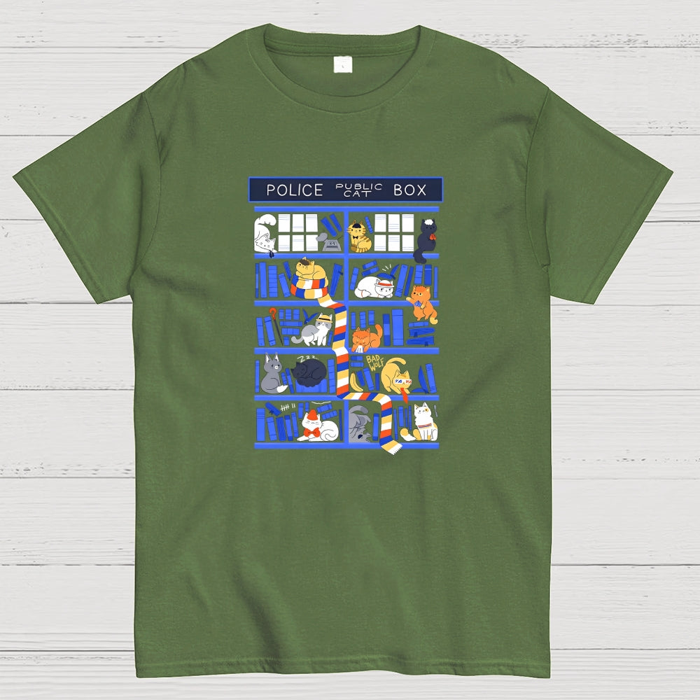 Police Box Library Cats-dr who  T-Shirt