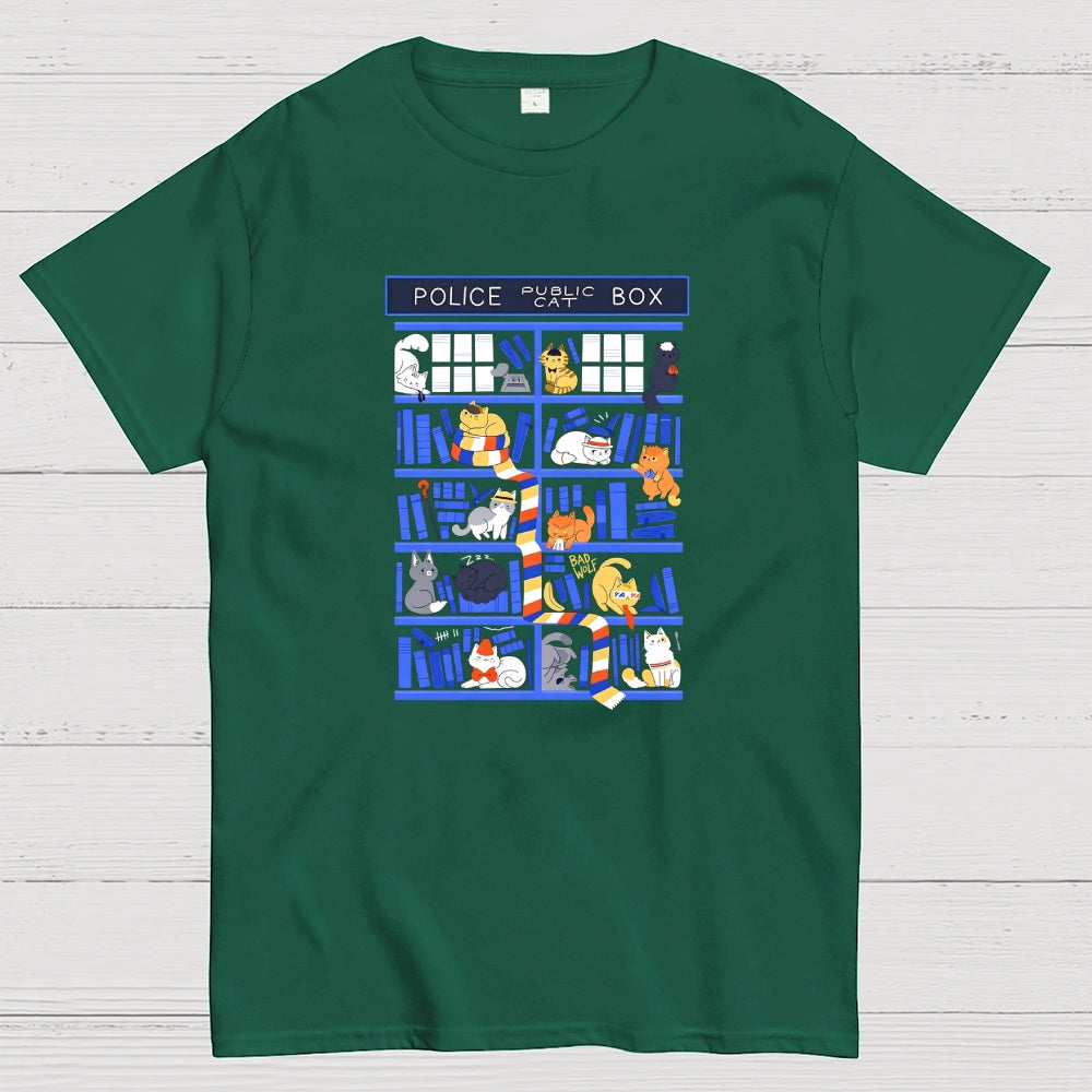 Police Box Library Cats-dr who  T-Shirt