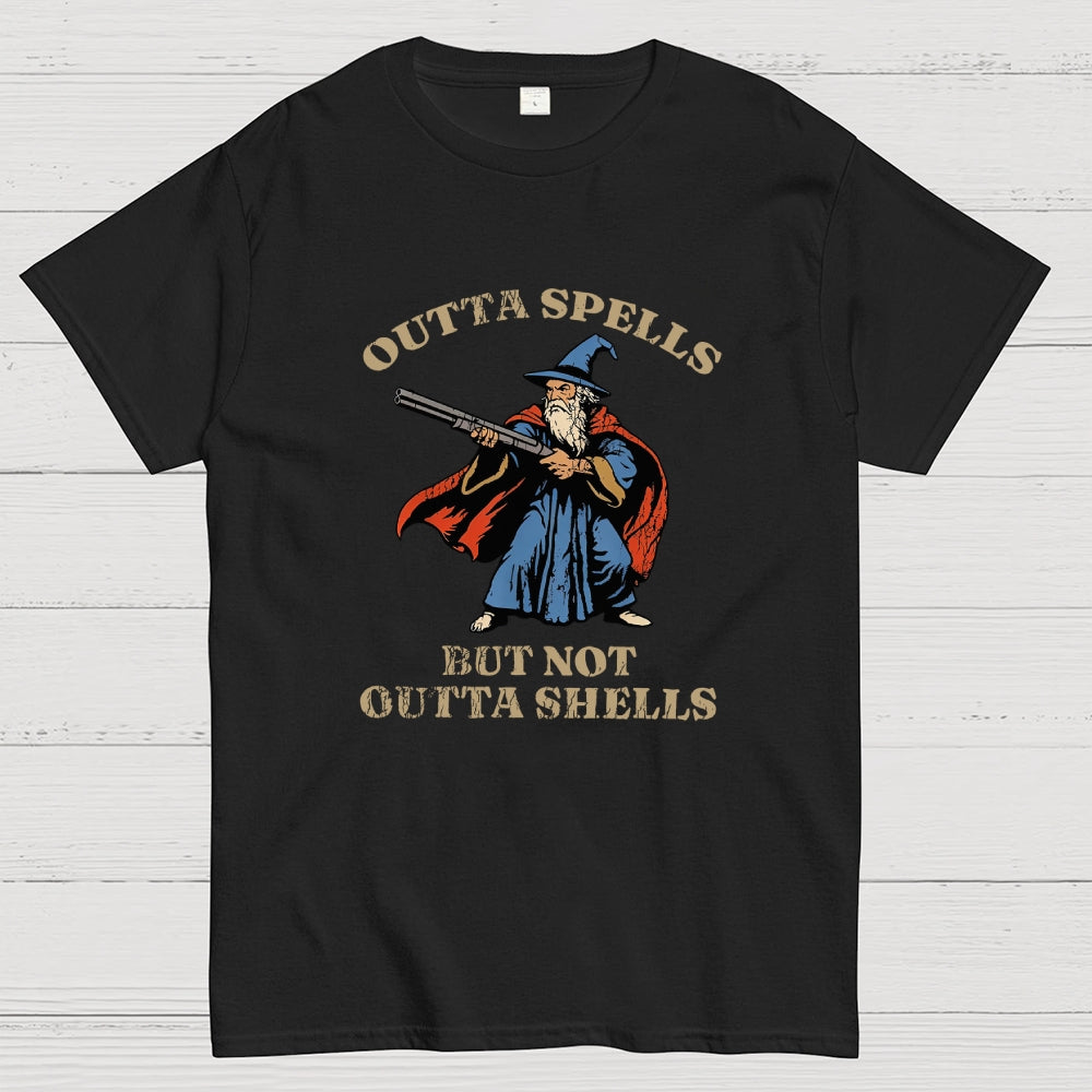 Outta Spells But Not Outta Shells Wizard Fantasy Meme  T-Shirt