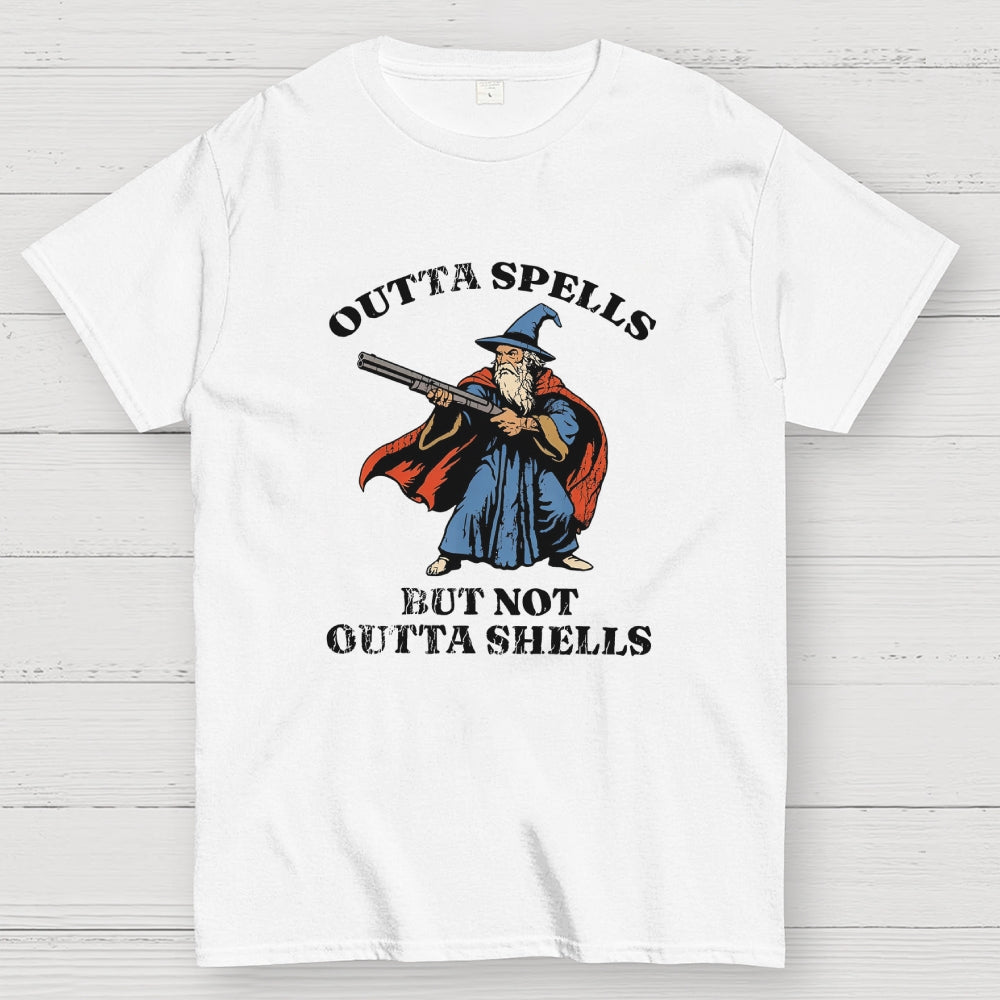 Outta Spells But Not Outta Shells Wizard Fantasy Meme  T-Shirt