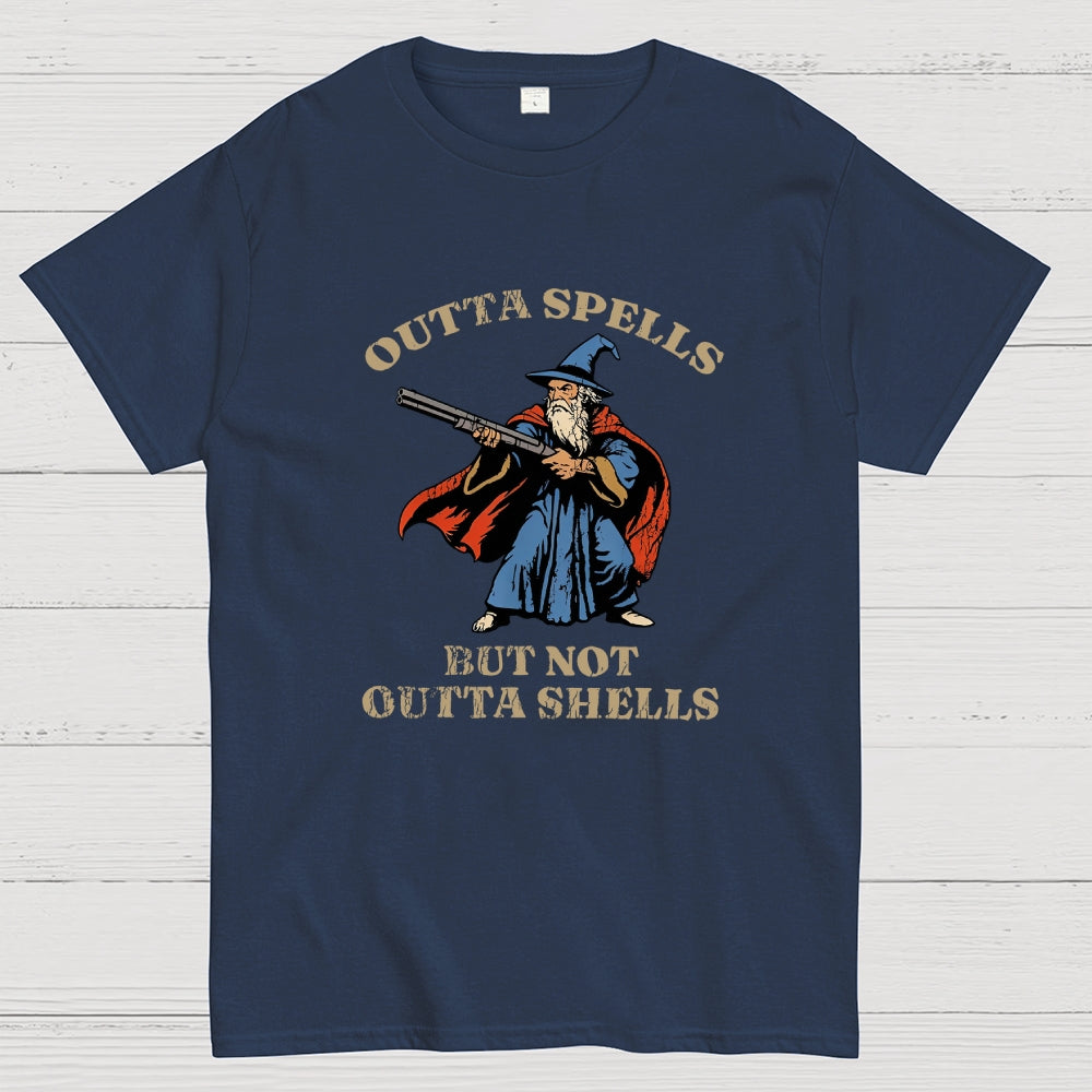 Outta Spells But Not Outta Shells Wizard Fantasy Meme  T-Shirt