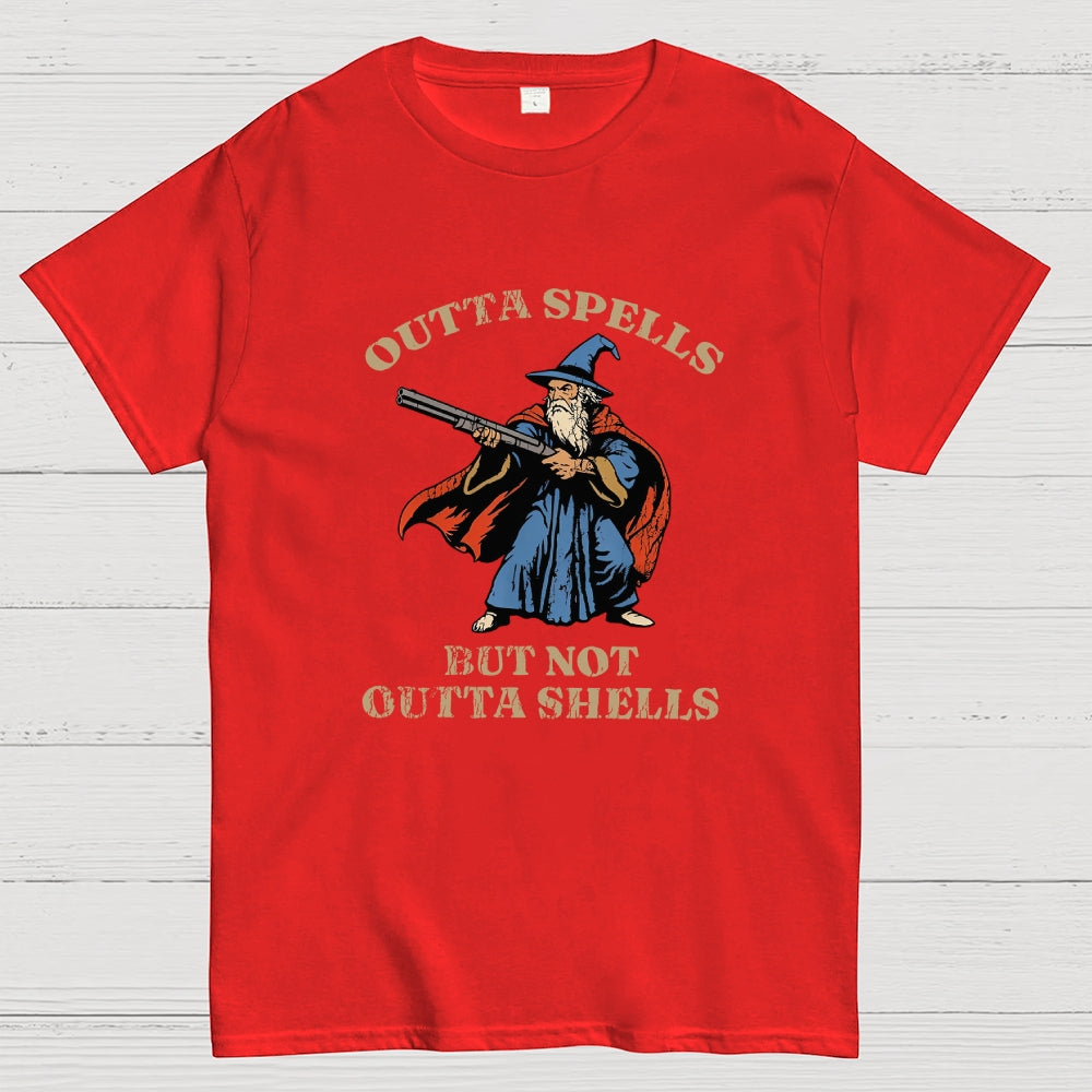 Outta Spells But Not Outta Shells Wizard Fantasy Meme  T-Shirt