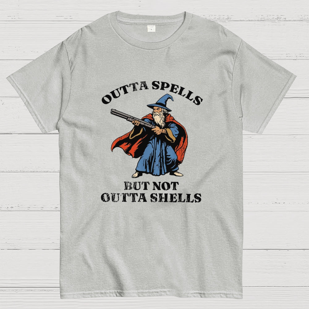 Outta Spells But Not Outta Shells Wizard Fantasy Meme  T-Shirt