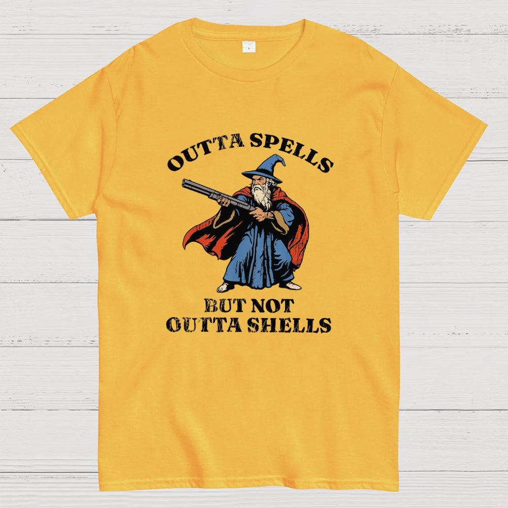 Outta Spells But Not Outta Shells Wizard Fantasy Meme  T-Shirt