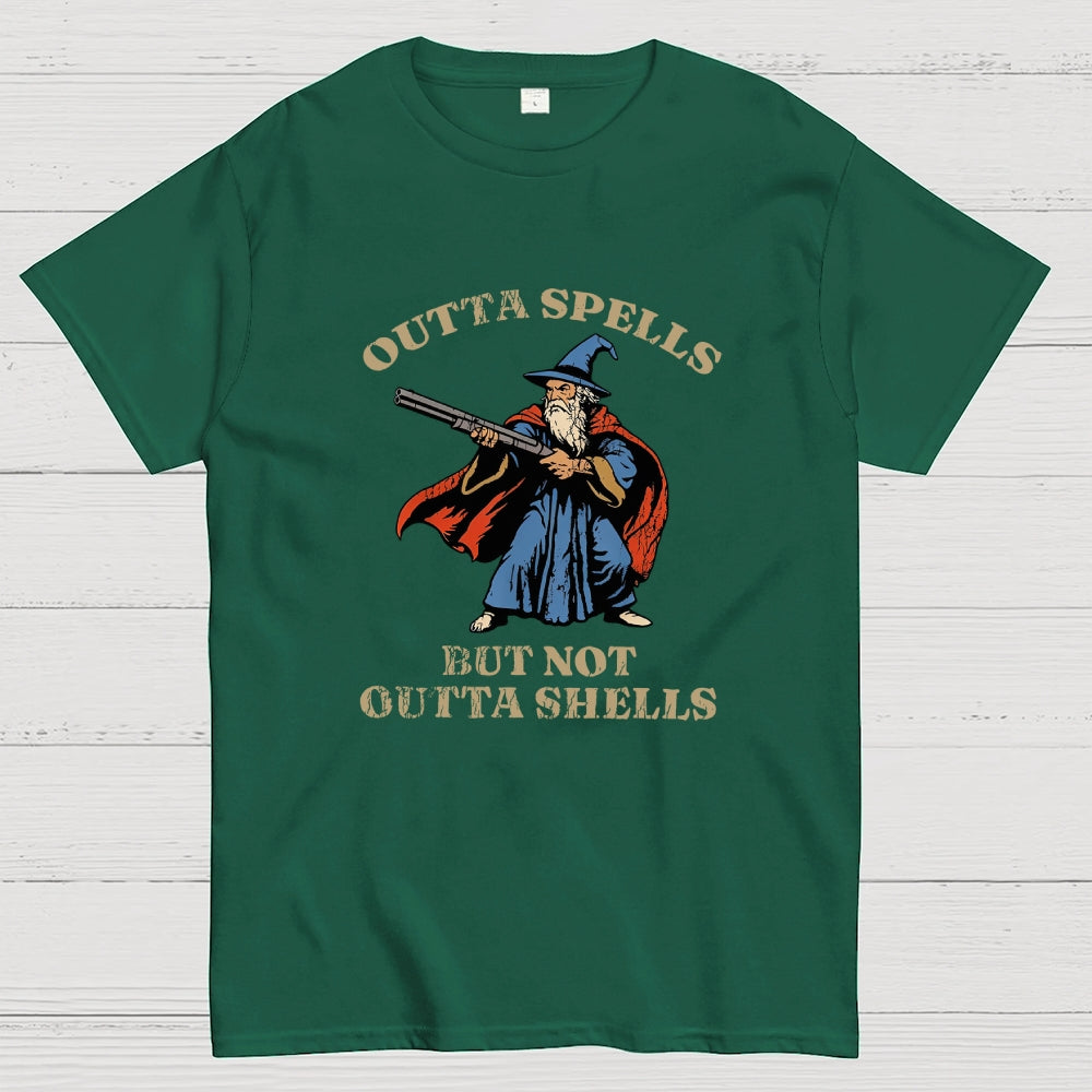Outta Spells But Not Outta Shells Wizard Fantasy Meme  T-Shirt